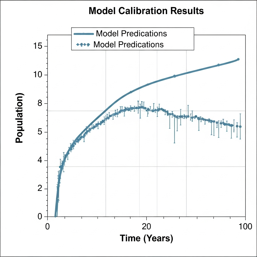 Model predictions compared to observed historical data