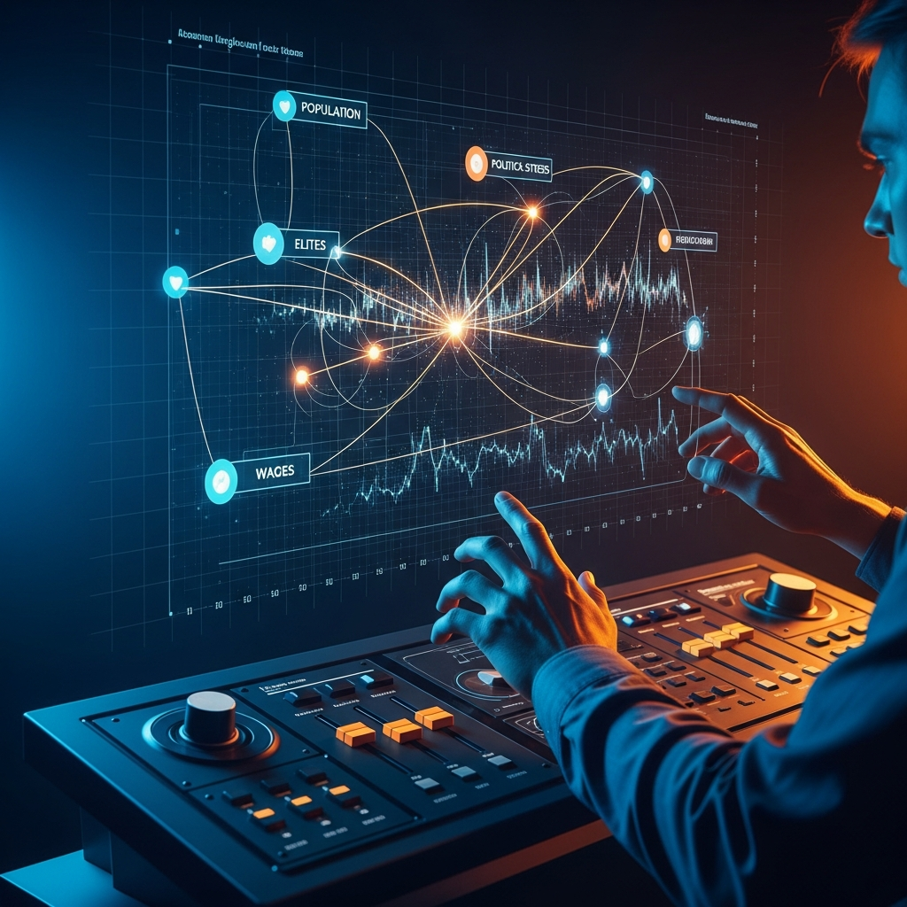 Interactive exploration of historical dynamics through a holographic control panel
