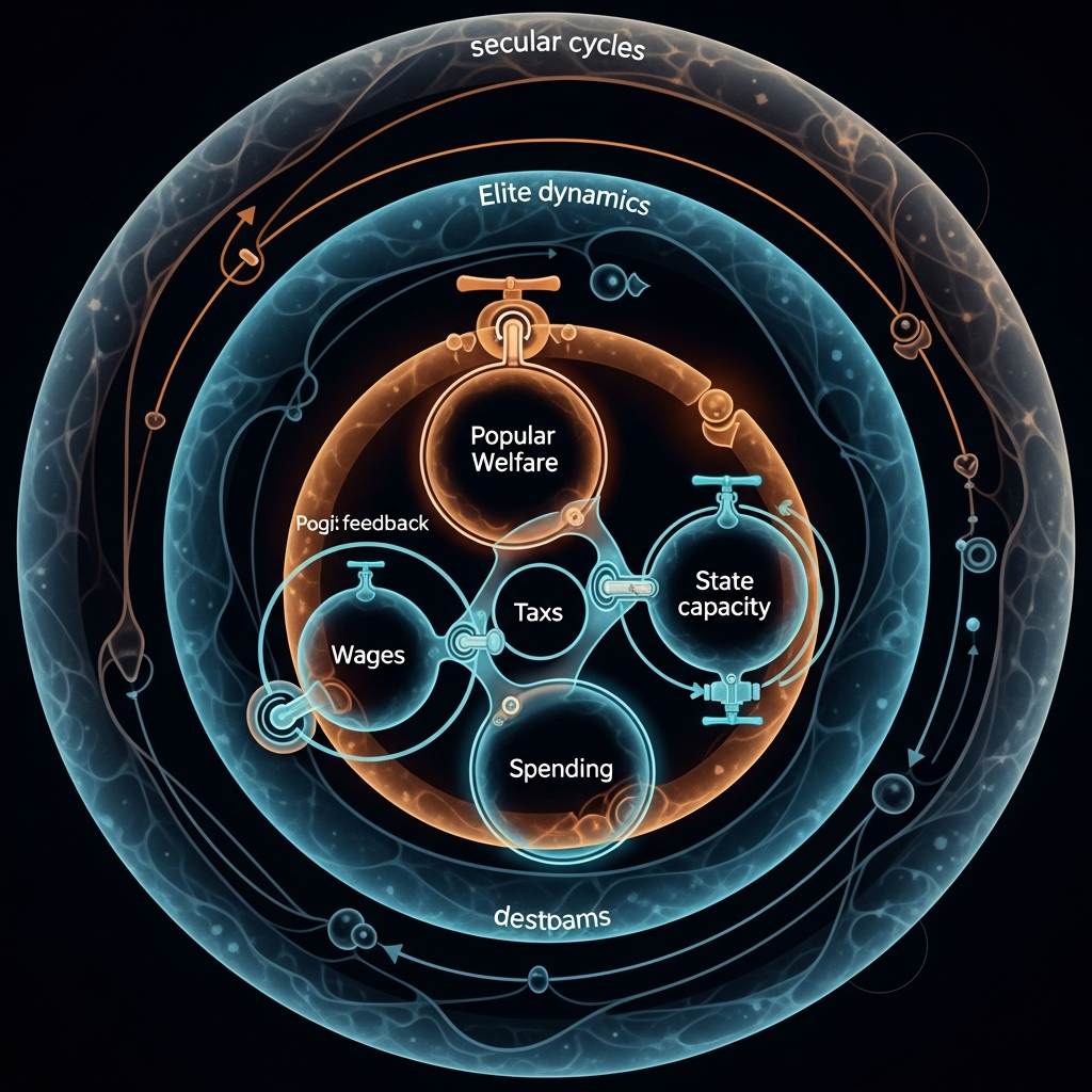 Abstract illustration of interconnected feedback loops in policy systems