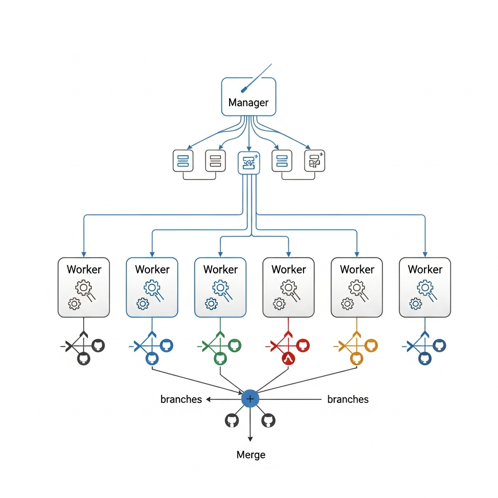 Manager-worker architecture diagram