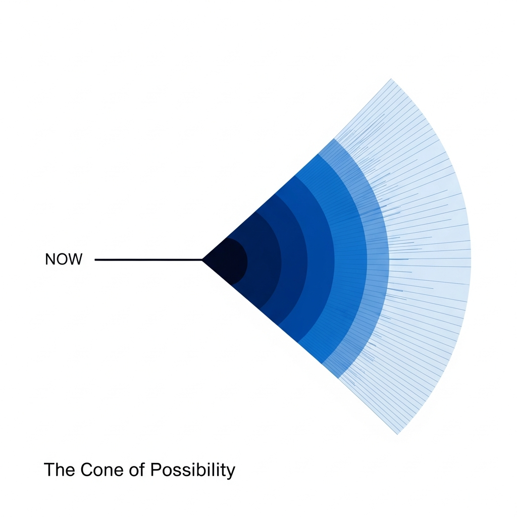 Conceptual illustration of fan chart as cone of possibility