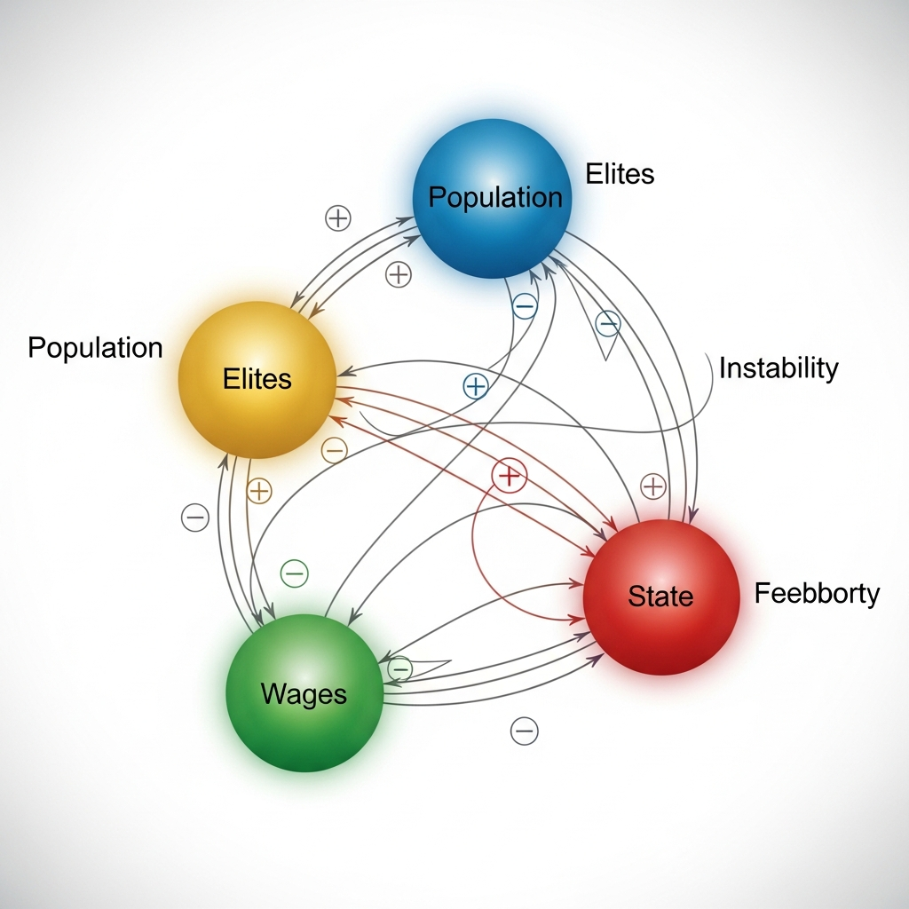 Diagram showing feedback loops between SDT variables with arrows indicating causal connections