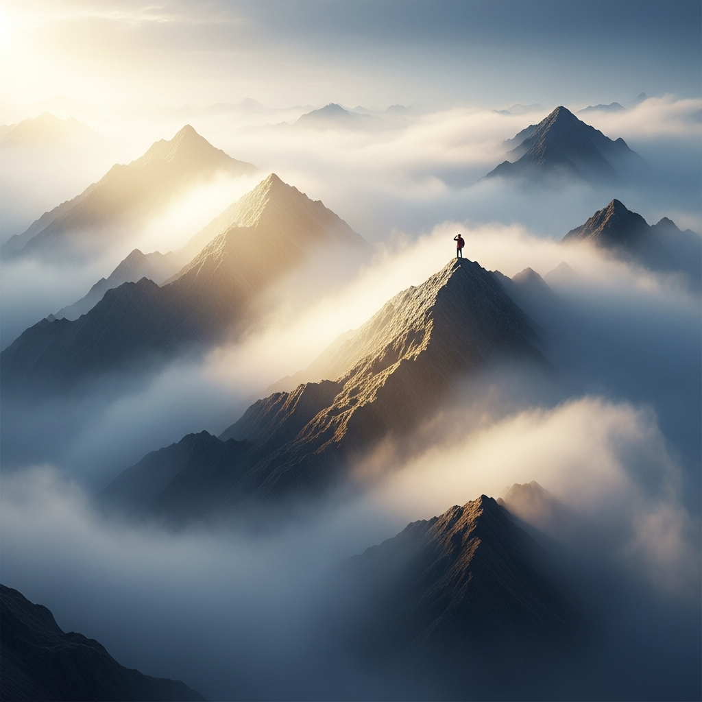 A landscape partially obscured by fog, representing uncertainty